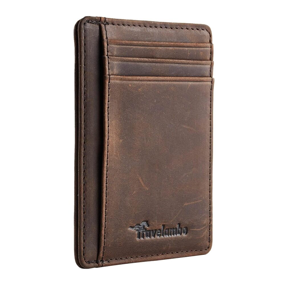 Slim Front Pocket Wallet RFID Blocking Minimalist Leather